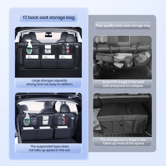 YZ For Tesla 2021-2025 Model Y Juniper Trunk Box Storage Bag Car Accessories Leather Trunk multifunction Backseat Storage