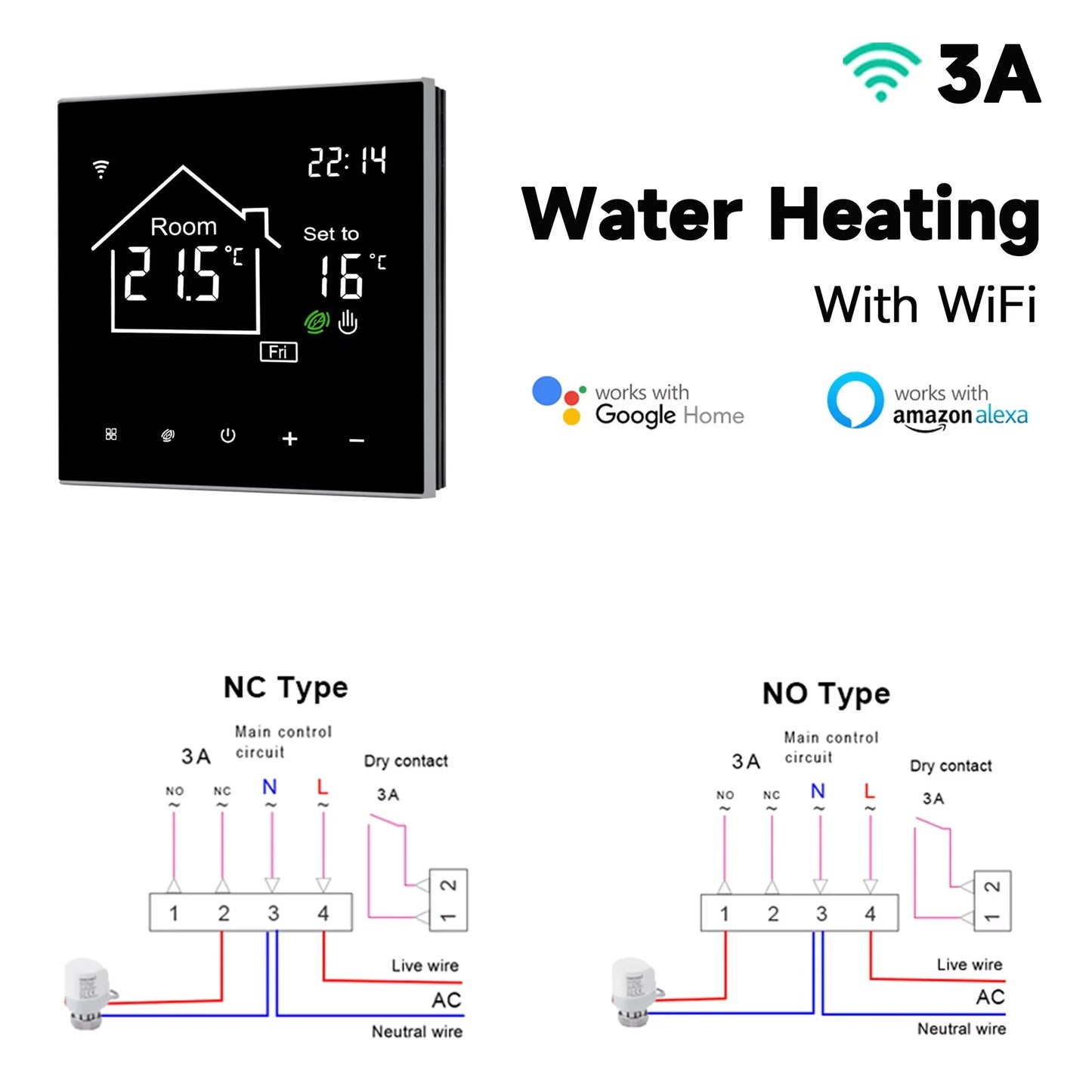 WiFi Tuya Smart Thermostat LCD Display Touch Screen for Electric Floor Heating Water/Gas Boiler Temperature Remote Controller