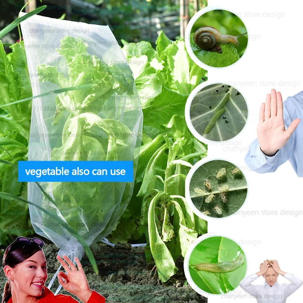 20-100pcs Strawberry Grapes Fruit Grow Bags Netting Mesh Vegetable Plant Protection Bags For Pest Control Anti-Bird Garden Tools
