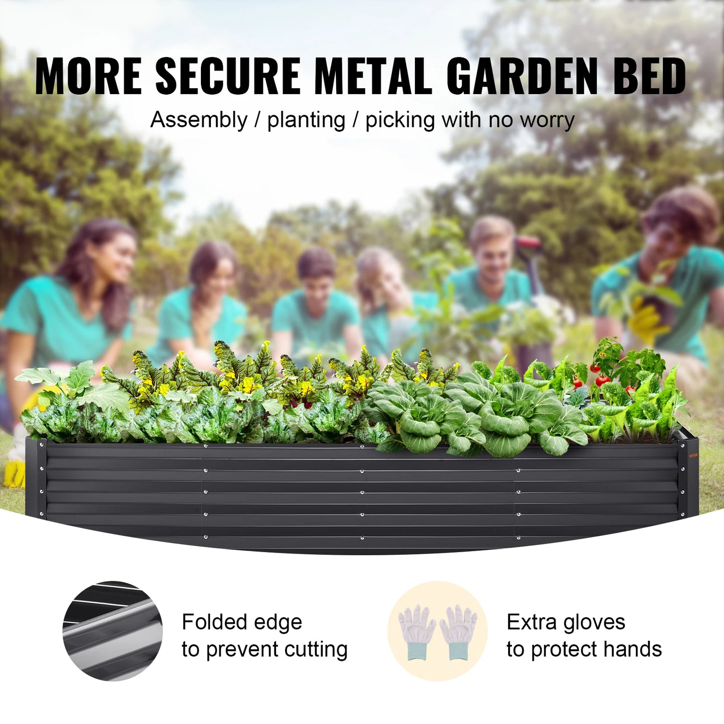 SucceBuy Raised Garden Bed Kit Large Metal Raised Planter Box Beds Outdoor for Vegetables Flowers and Herbs with Open Bottom