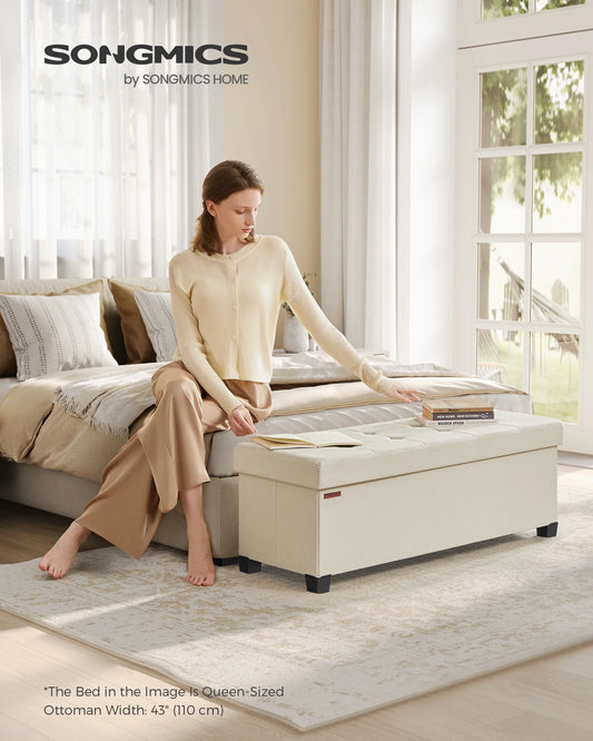 Foldable Storage Ottoman Bench with Legs, 43'' End of Bed Chest