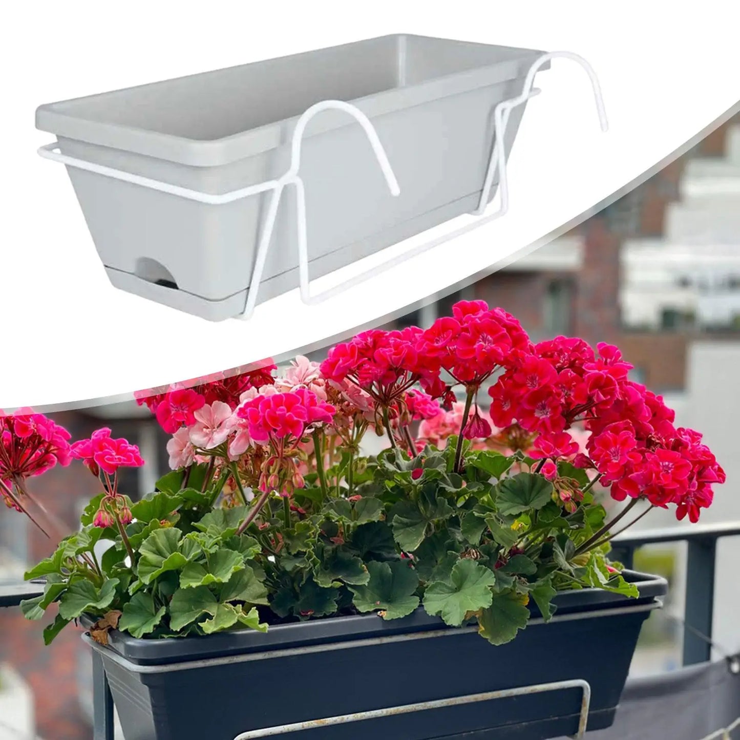 Hanging Flower Pot Garden Plant Holder Box Plant Pot Railing Balcony Planter for Yard Flowerpot Deck Porch Hanger Entrance Decor