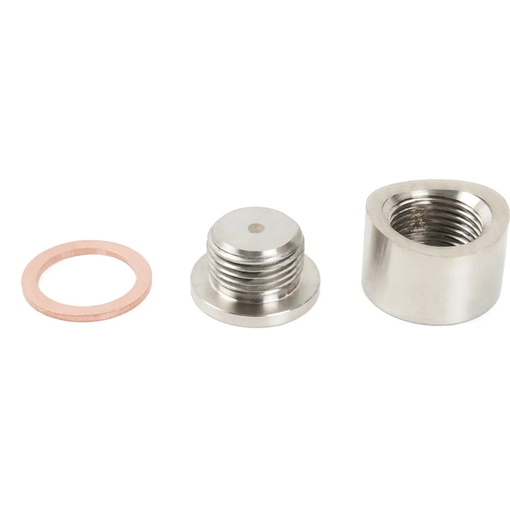 O2 Sensor Bung O2 Sensor Adapter M18x1.5 Oxygen Sensor Nut Weld Bung Plug Stainless Steel Curve Notched Universal Auto Parts