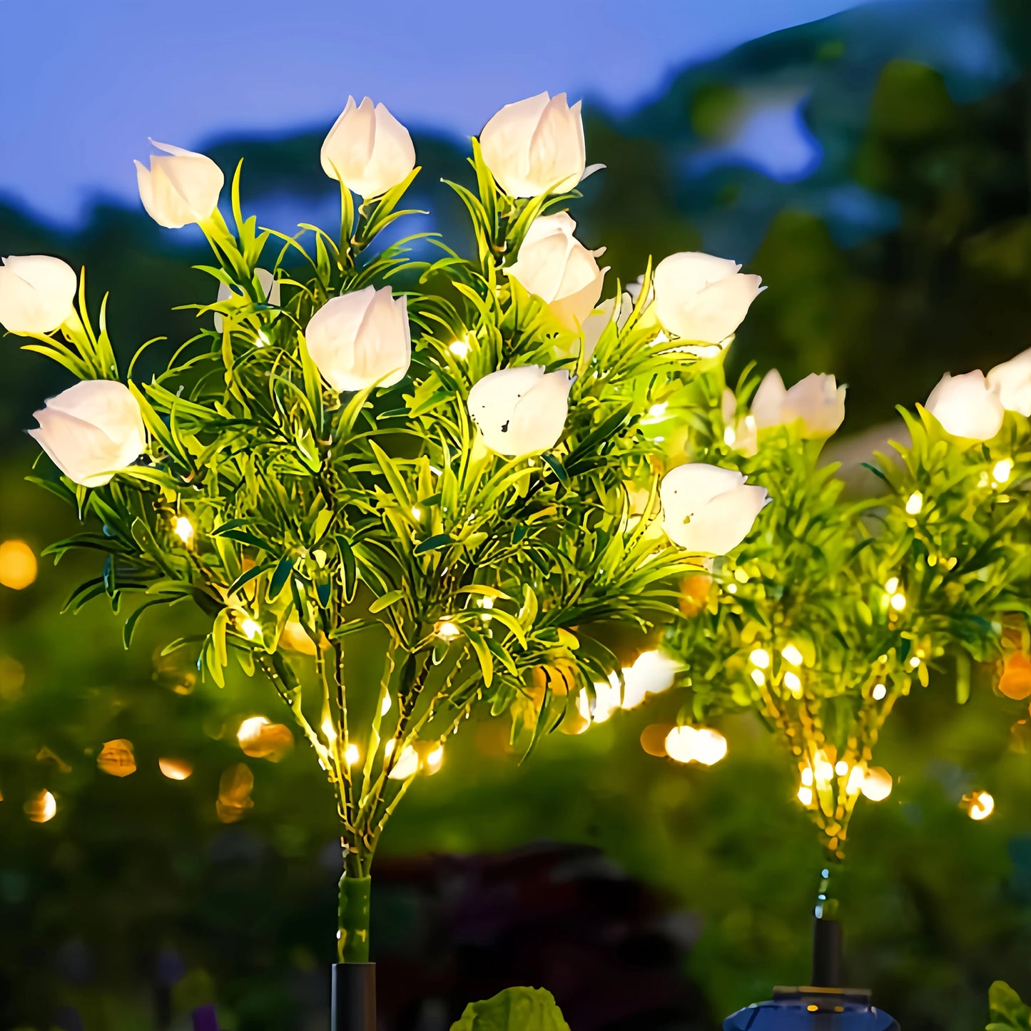 1/2/3/4pc 11-Flower Solar LED Gardenia Lights Outdoor Garden Decor Automatic Light Sensor for Patio Lawn Yard Solar Garden Light