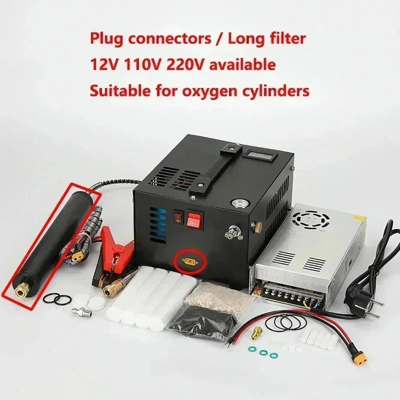300bar 4500Psi 30Mpa Refilling Air Compressor 12V 110V 220V For Hunting Diving Air PCP Pump Car Pump Compressor Motorcycle Tyre