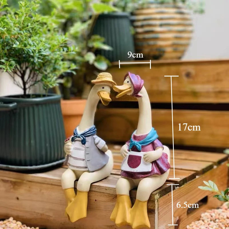 DIY Handmade Idyllic Simulation Resin Duck Animal Home Garden Courtyard Decoration Balcony Patio Decoration Garden Decor Statues