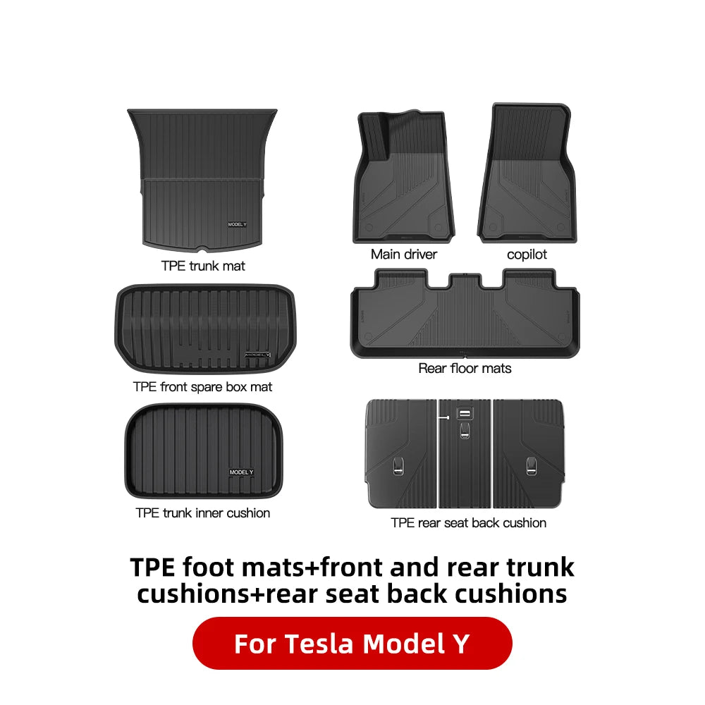 YZ For Tesla Floor Mats Model 3 Y 2021-2024 Car Four Seasons Waterproof Non-slip Floor Mat NEW TPE Special Car Accessories