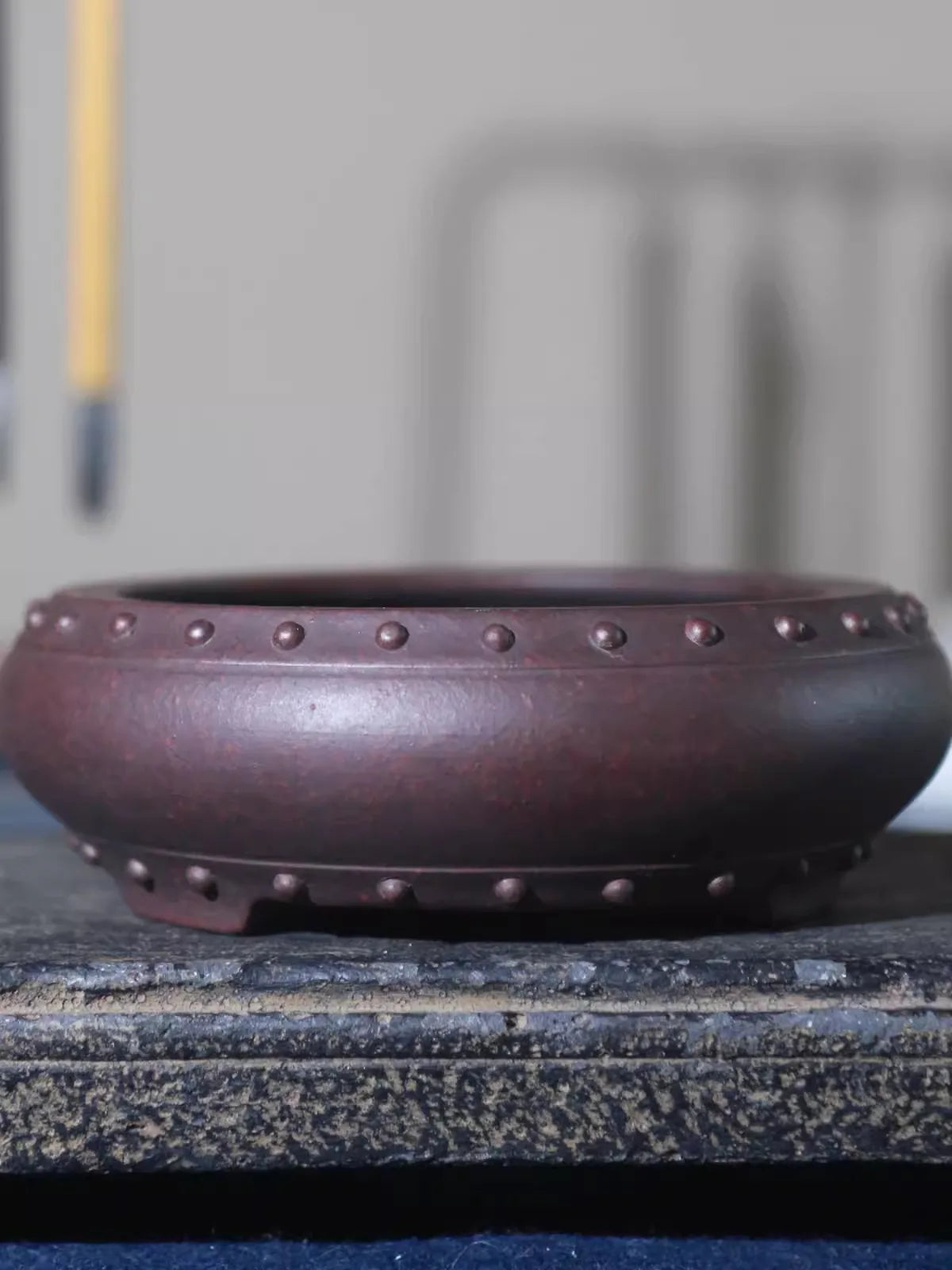 Ceramic Circle Bonsai Pot, Made by Purple Sand,Chinese Garden, Home Table Decoration