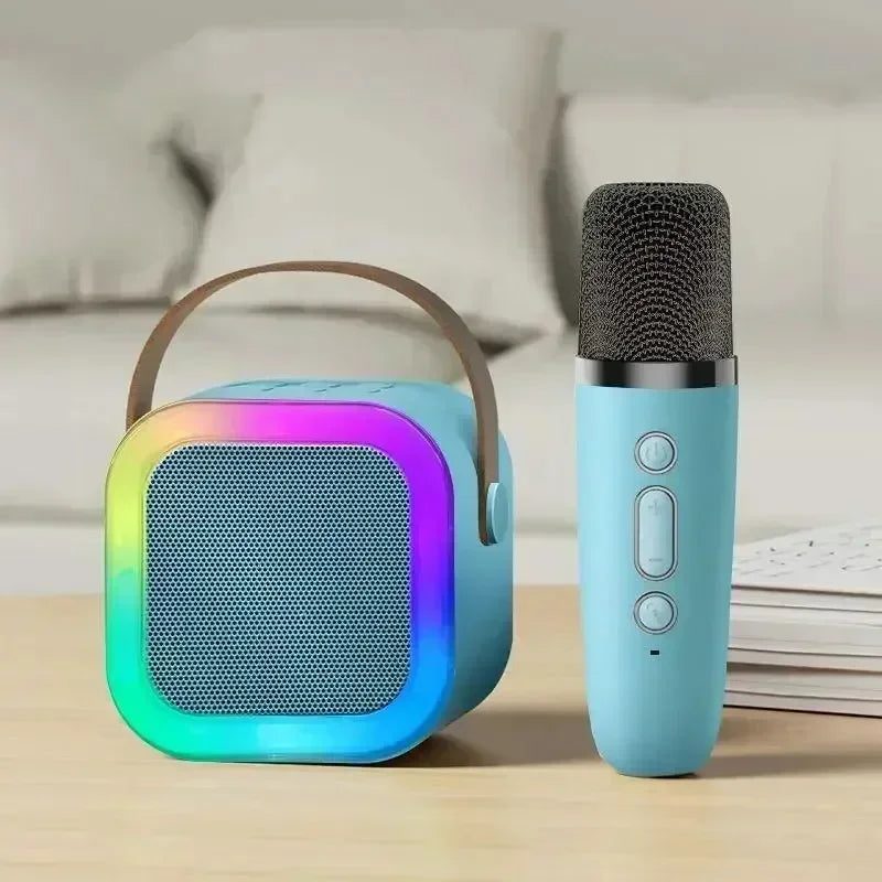 Portable Bluetooth Karaoke Machine - Wireless Speaker w/ 2 Microphones, RGB, for Kids Home Gift | AlluCanFind