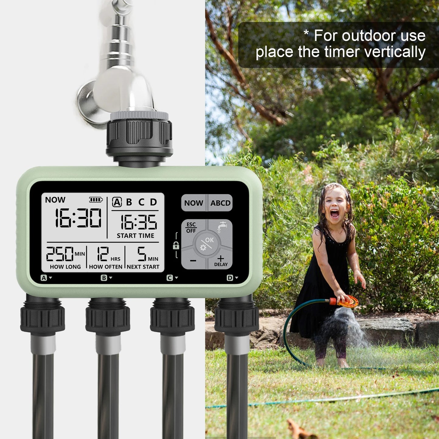 Eshico 4-Outlet Water Timers Multifunctional Sprinklers Multi Caliber Adaptation Convenient Installation Youngs Garden Tools