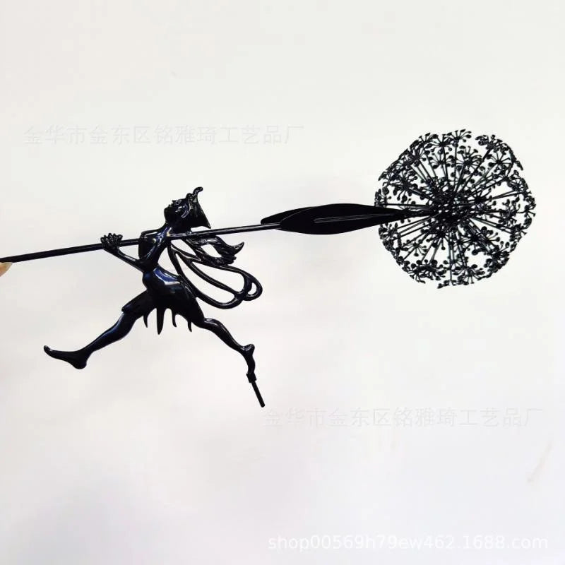 Garden Decorative Fairies and Dandelions Dance Together Metal Garden Yard Art Decor Lawn Landscape Sculpture Pixies Decoration