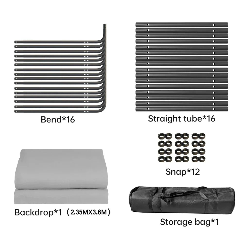 Background Stand 240CMx400CM with Green Screen Wall and Clip Photography Backdrop Frame For Living Video Recording Changing Room