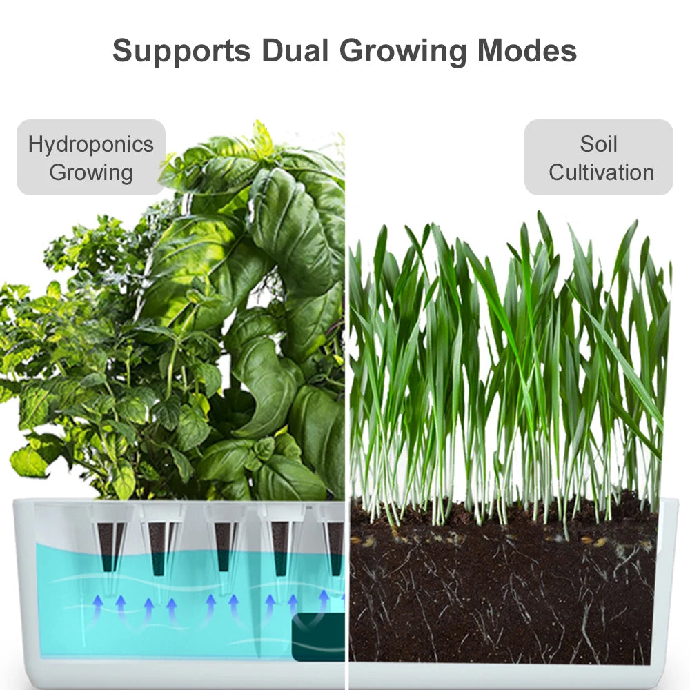 Hydroponics Growing System Automatic Timing Indoor Garden Kit 9 Pods Height Adjustable 15W LED Grow Lights 2L Water Tank