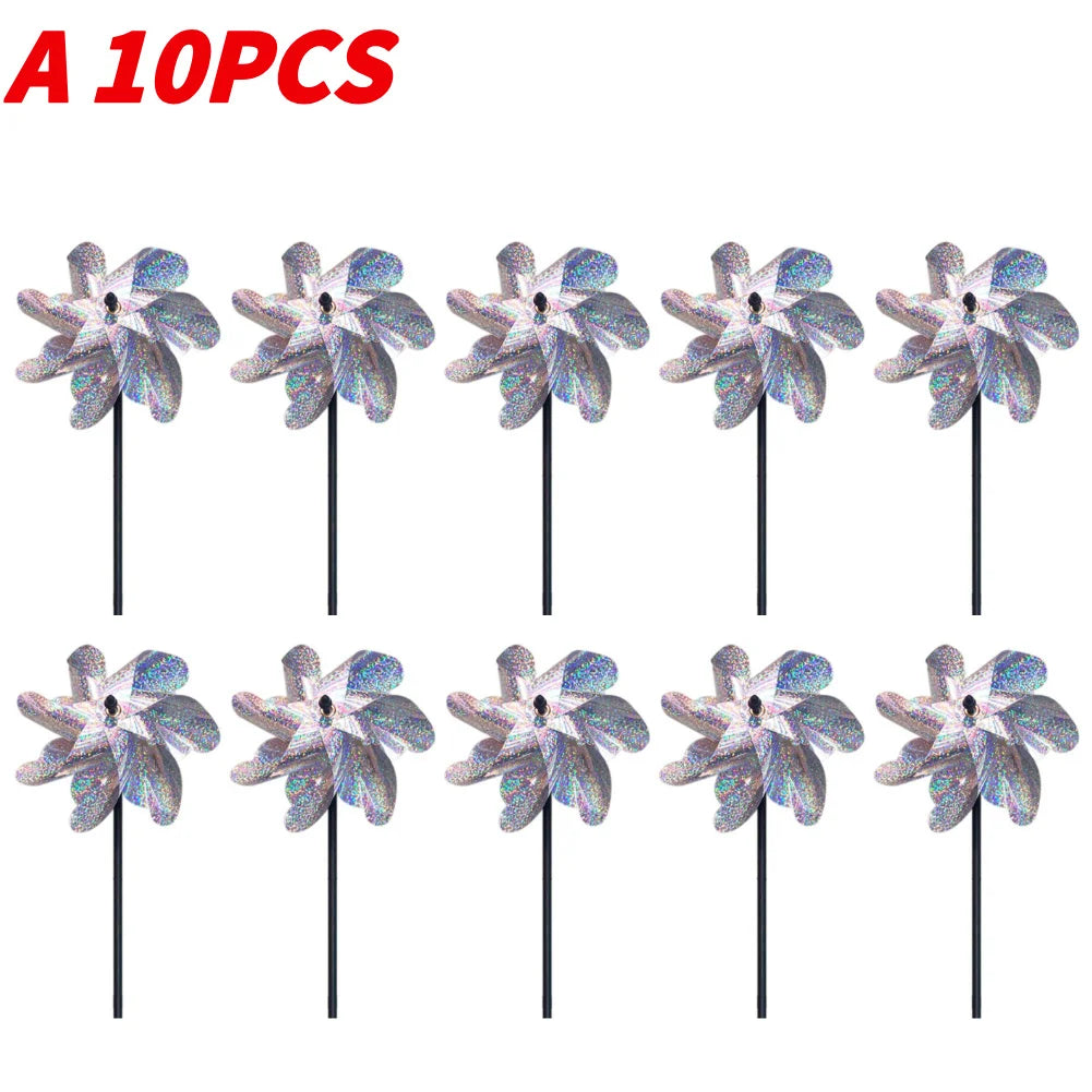 5/10PCS Bird Repeller Reflective Windmill Pinwheel Bird-Scaring Windmill Spinner for Garden Lawn Yard Decor and Keep Birds Away