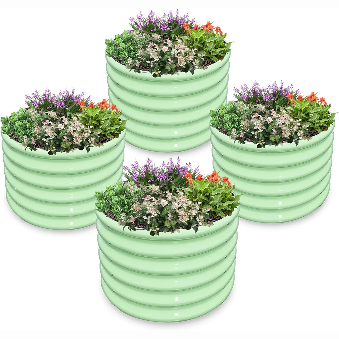 Round Metal Planter Boxes (4-Pack)
