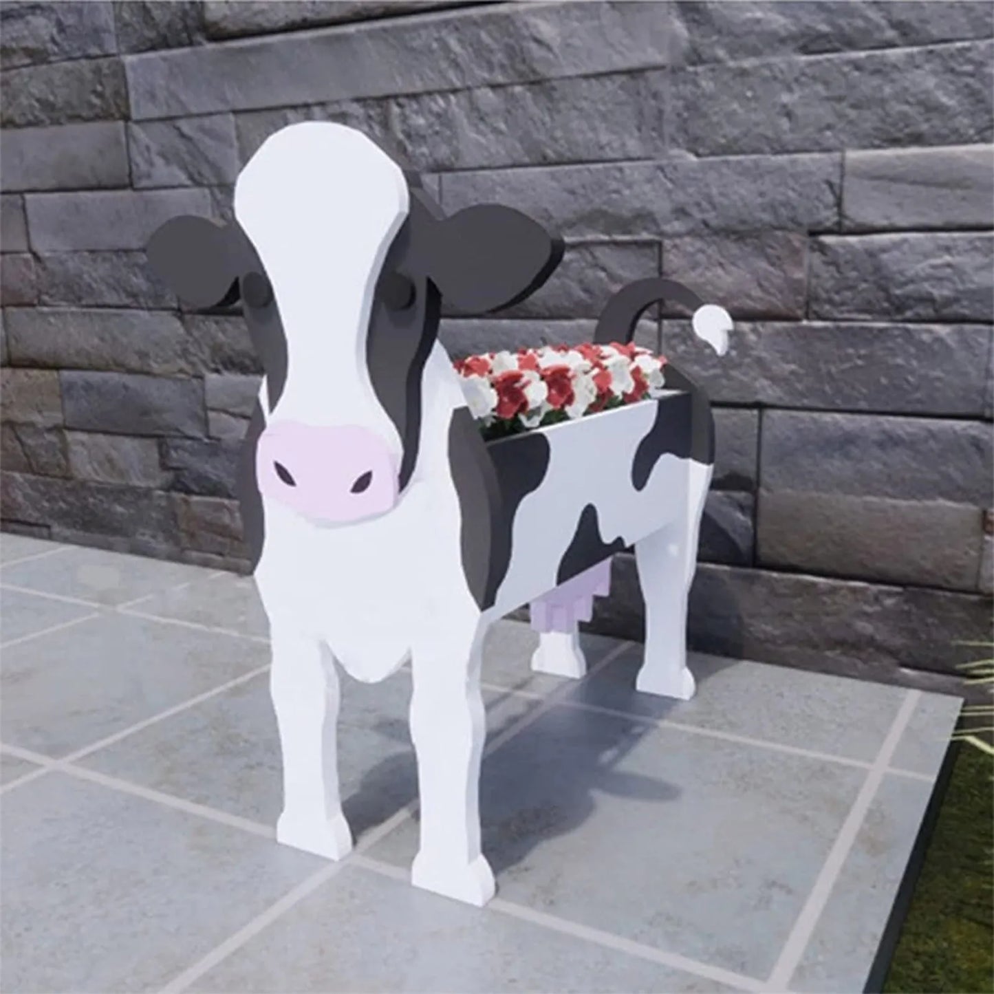 Cow Shaped Planter Garden Flower Pot Animal Statue Sculpture Decor Garden Decoration Flowerpot Planter Storage Containers Gifts