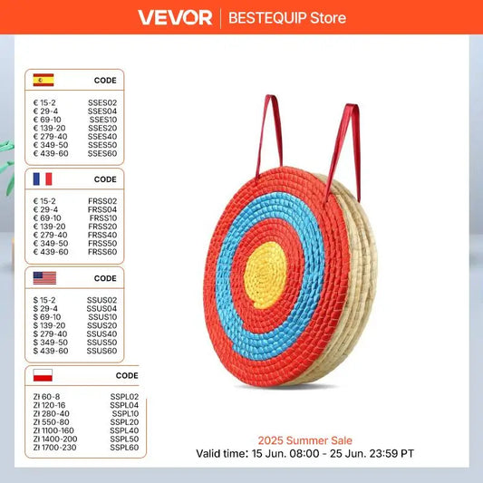 SucceBuy  20in Traditional Solid Straw Round Archery Target Shooting Bow Coloured Rope Target 3/5 Layer for Shooting Practice