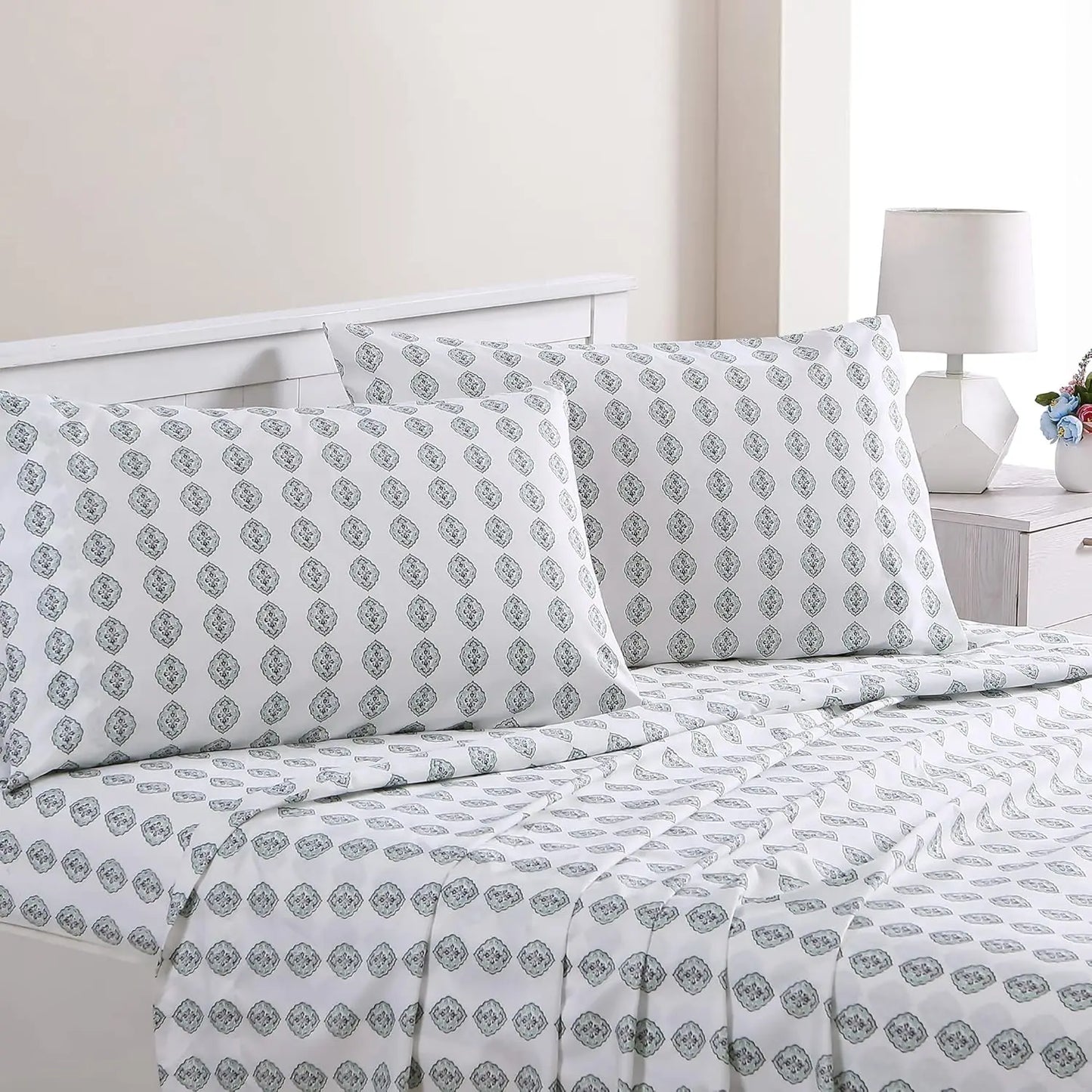 4-Piece Bedding Sheets & Pillowcase Set, Printed Extra Soft Deep Pocket Up To 16 Inch Mattress Forever Roses, Bedding Set