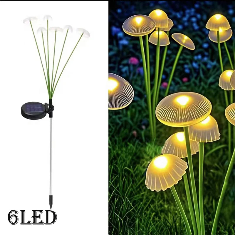 Solar Garden Light, Mushroom Lights Outdoor, IP65 Waterproof Firefly Swaying Lamp, Jellyfish Outdoor Decor for Garden