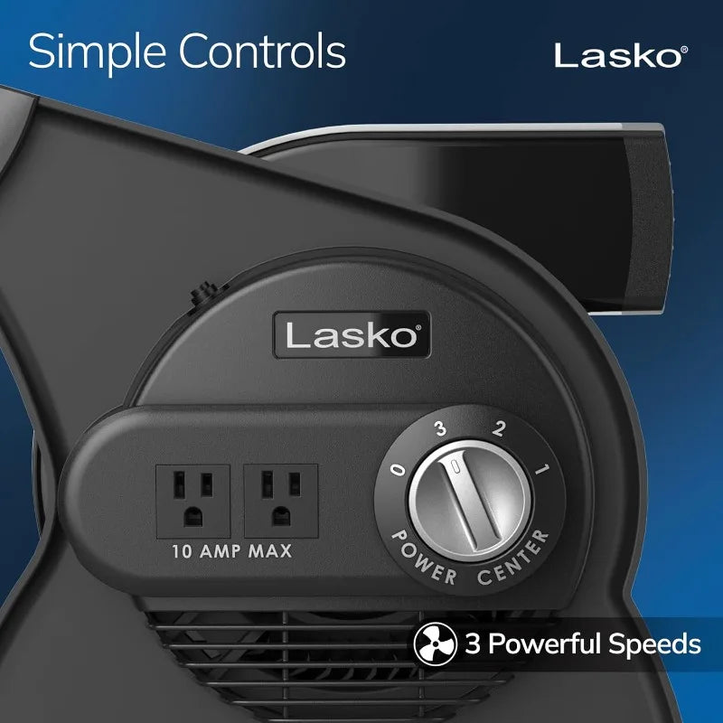 Lasko 15" High Velocity Utility Fan - 375 CFM Pivoting Blower with 3 Speeds & Outlets | AlluCanFind