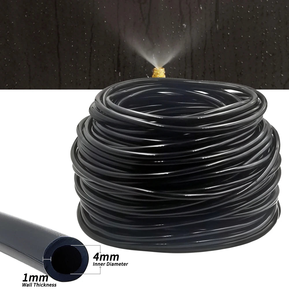 5M-30M Outdoor Misting Cooling System Garden Irrigation Watering 1/4'' Brass Atomizer Nozzles 4/7mm Hose for Patio Greenhouse