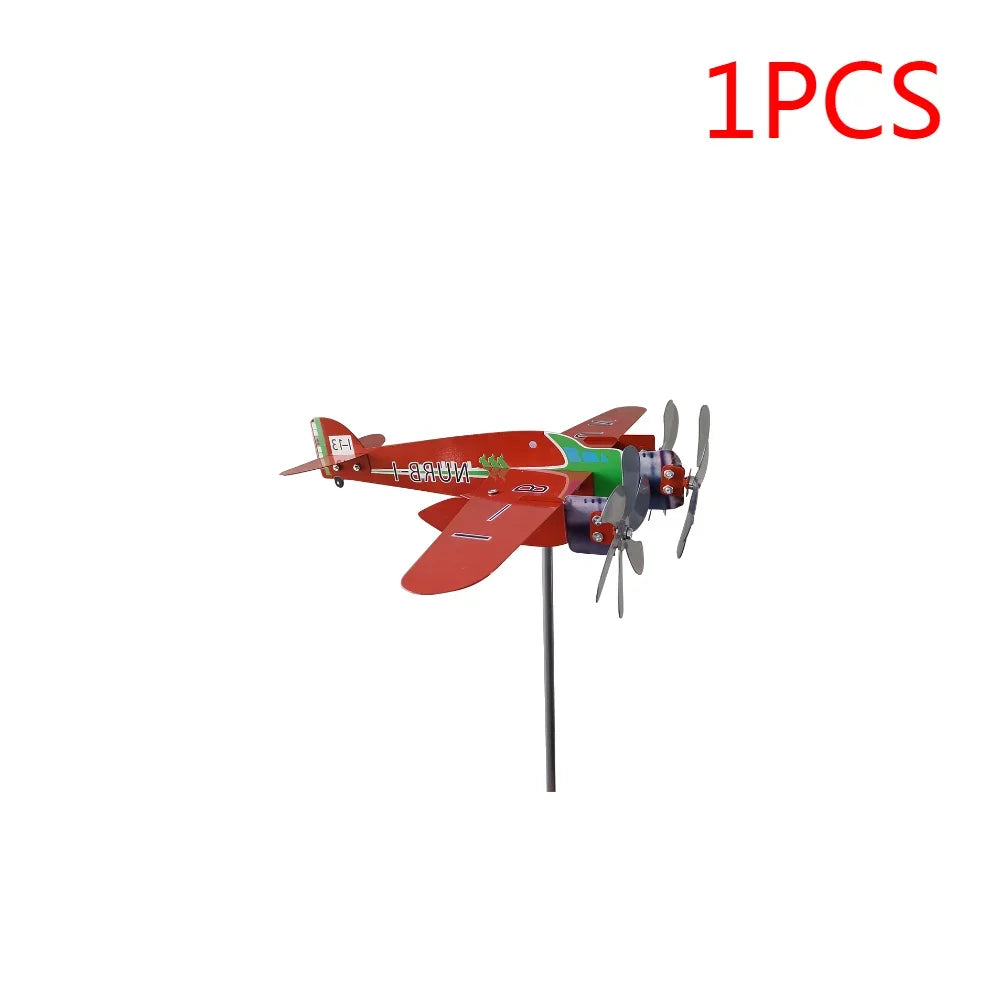1-2PCS 3D Cub Wind Spinner Plane Metal Airplane Weather Vane Outdoor Roof Wind Direction Indicator Weather Vane Garden Decor New