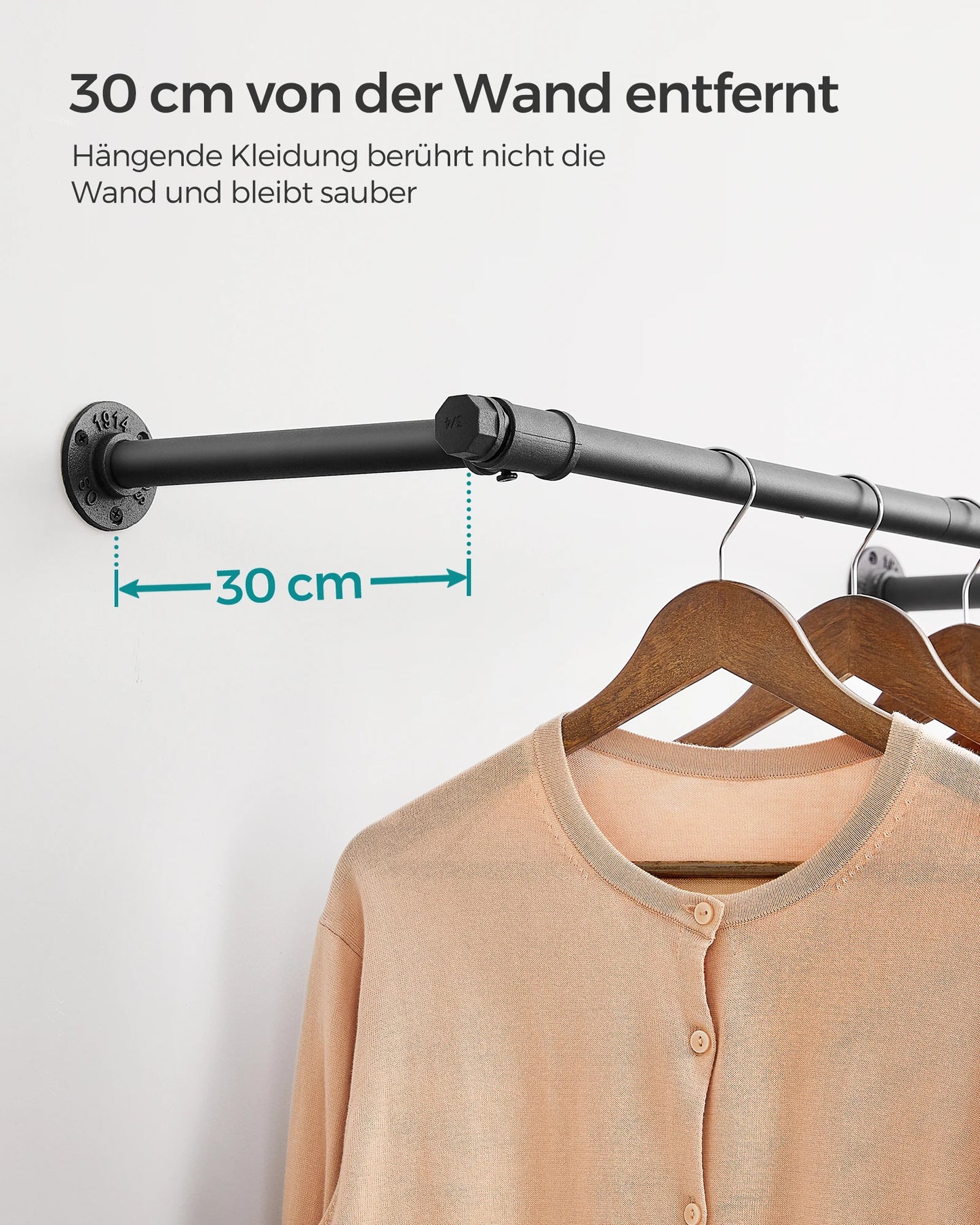 SONGMICS dresses Rod (1 st) dresses stand for Wall, 60 kg load capacity