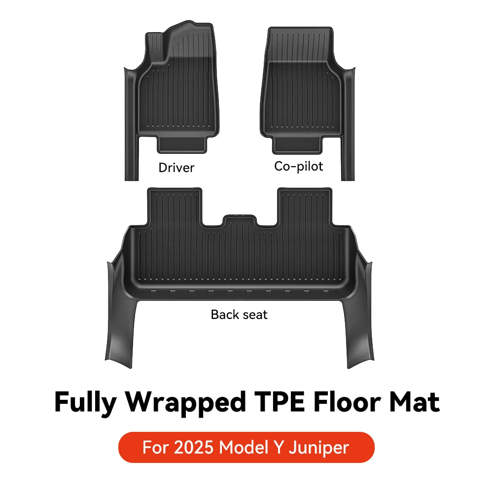 YZ TPE Car Floor Mats for Tesla Model Y Juniper 2025 Luggage Mat Set Four Seasons Waterproof Anti-slip Trunk Mat