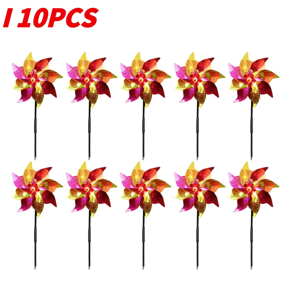 5/10PCS Bird Repeller Reflective Windmill Pinwheel Bird-Scaring Windmill Spinner for Garden Lawn Yard Decor and Keep Birds Away