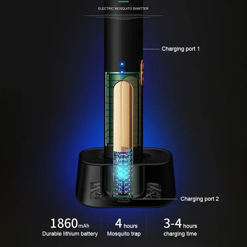 Mosquito Racket 2 In 1 USB Rechargeable Fly Zapper Swatter Lamp Seduction Trap Summer Night Baby Sleep Protect Tools