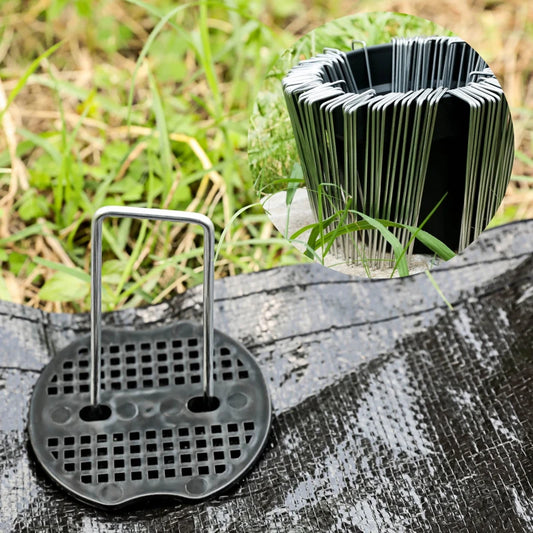 40/80Pcs U-shaped Ground Pegs with Buffer Washers Garden Pegs for Securing Weed Landscape Fabric Netting Garden Lawn Accessories