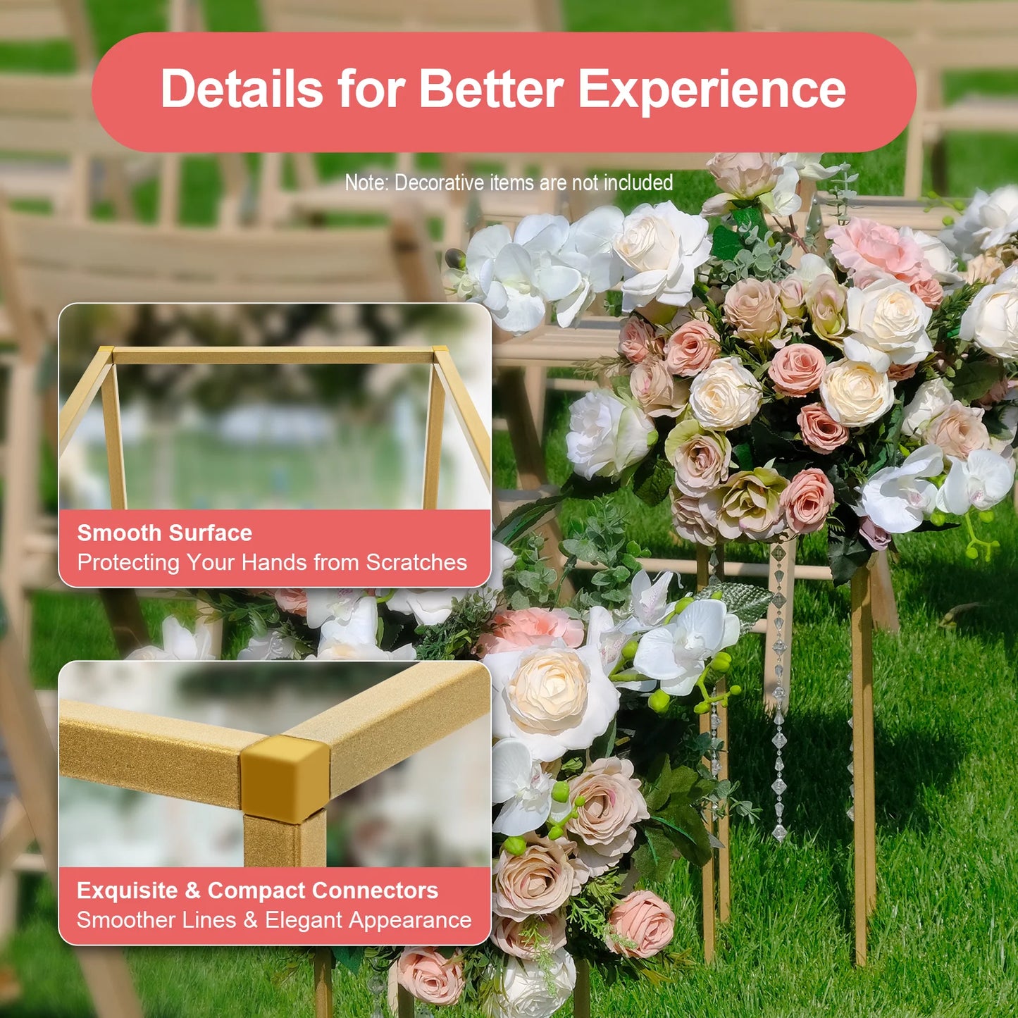 Gold Metal Wedding Flower Stand Set of 10, Modern Rectangular Floral Centerpiece, DIY Flower Holder for Events, Banquets