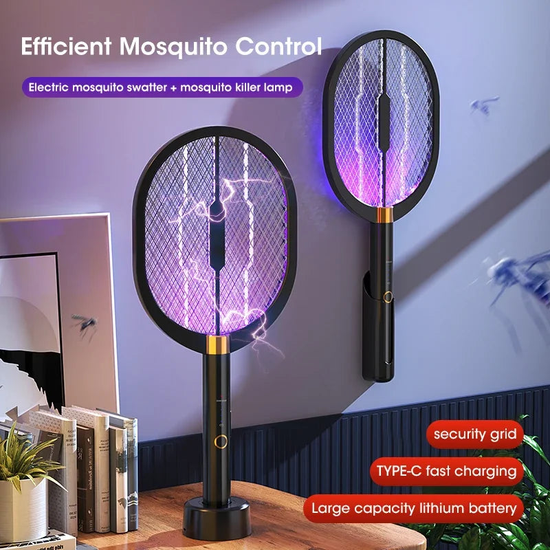 Electric Mosquito Swatter Usb Rechargeable With Purple Light Trap Insect Exterminator Anti-mosquito Device for Household Bedroom