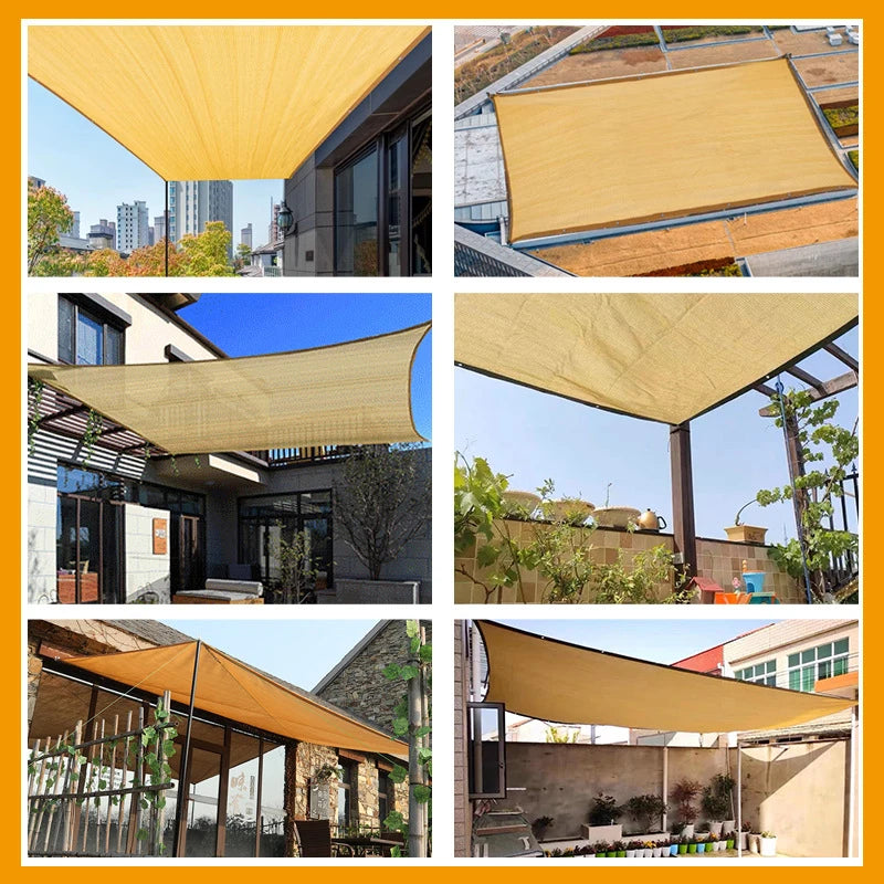 Outdoor Garden Sunshade Net Terrace Sunshade Sail Shading Mesh Cover With Grommets Camping Anti-UV Pergola Car Canvas Awning