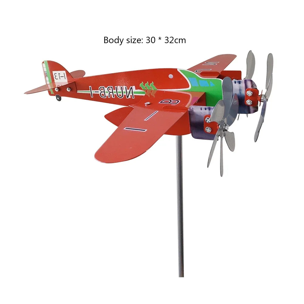 1-2PCS 3D Cub Wind Spinner Plane Metal Airplane Weather Vane Outdoor Roof Wind Direction Indicator Weather Vane Garden Decor New