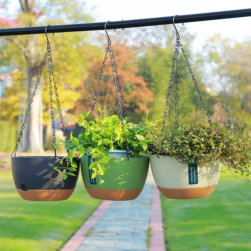 1pcs Nordic Hanging Basket Planter with Chains Thickened Resin Wall-Mounted Flower Pot for Balcony Home Decor