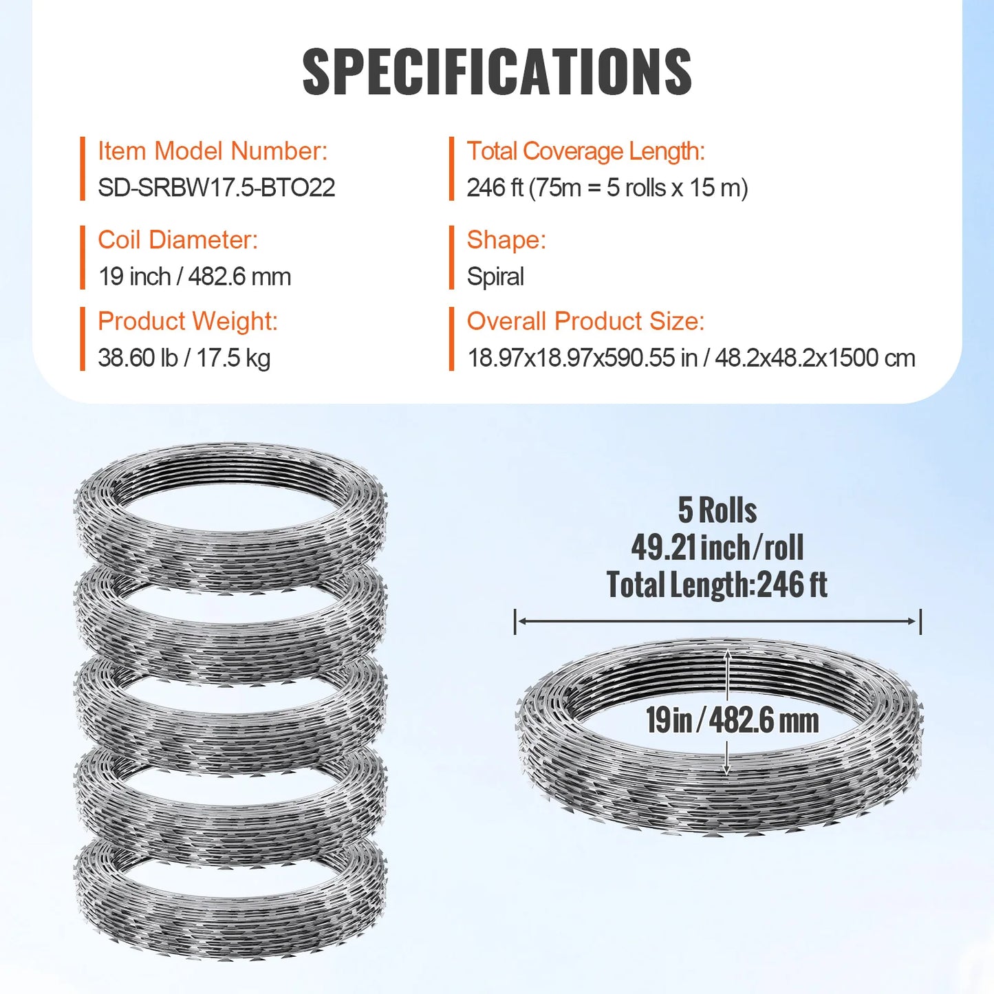 VEVOR Razor Wires  Razor Barbed Wire Razor Wire Fencing Fence Double Spiral Barbed Wire Galvanized Wire Rolls Razor for Garden