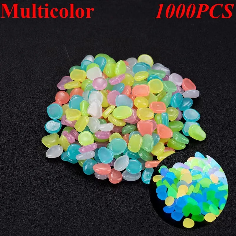 1cm small artificial luminous stone vase decorated with potted plants, fluorescent fish tank for landscaping, pebbles