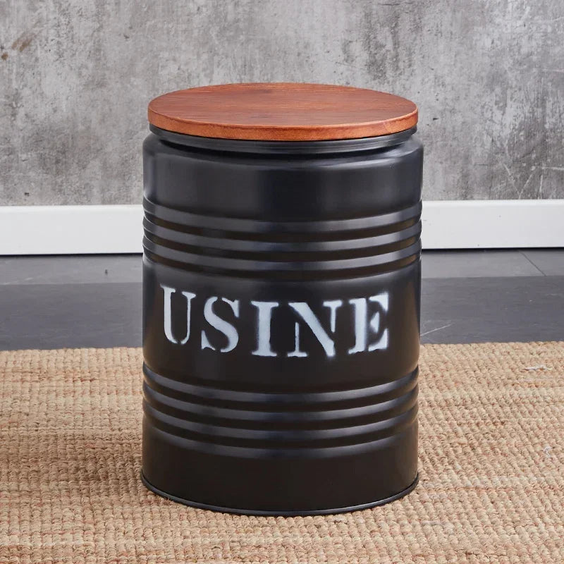 Paint Bucket Stool, Iron Art, Creative Storage Seat, Commercial Retro Low Stool, Bars, Shopping Malls Oil