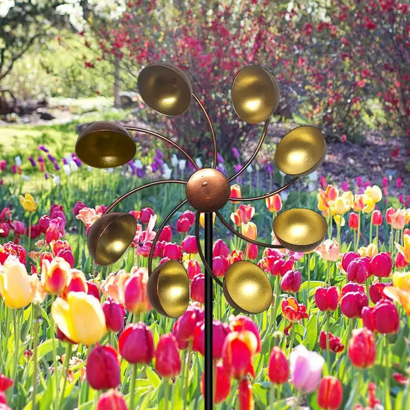 66cm Outdoor Windmill Decoration Garden Iron Rotating Windmill Wind Windmill Garden Yard Outdoor Decor Mental Ground Stake