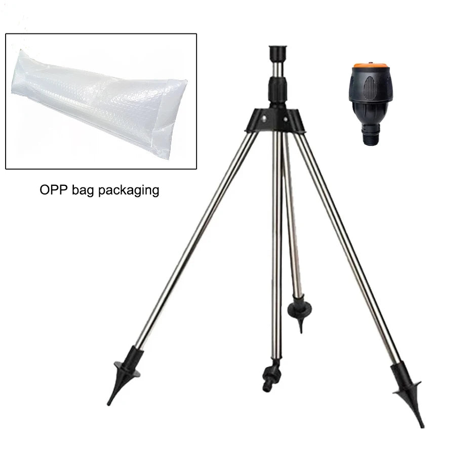 360 Rotary Irrigation Sprinkler Head with Tripod Telescopic Support Automatic Rotating Sprayer Garden Lawn Watering Sprinkler