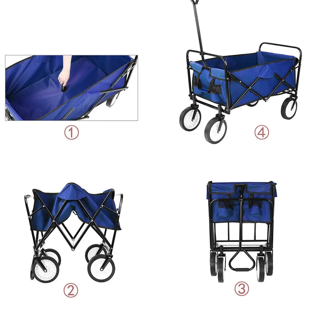 Collapsible Wagon Cart Beach Folding Utility Heavy Duty Camping Grocery Trolley Hand Garden Cart Outdoor Camping