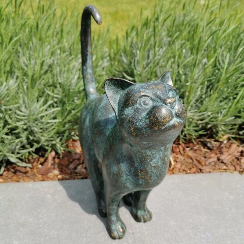 Cat Statue Butterfly Cat Statue Grease Bronze Lawn Porch Pet Garden Outdoor Decoration Courtyard, Yard, Lawn And Landscape Decor
