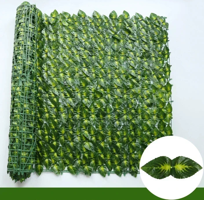 Artificial Leaf Privacy Fence Screen Fake Hedge Panels Balcony Screen Ivy Leaves Fence Screen for Wall Garden Patio Decor