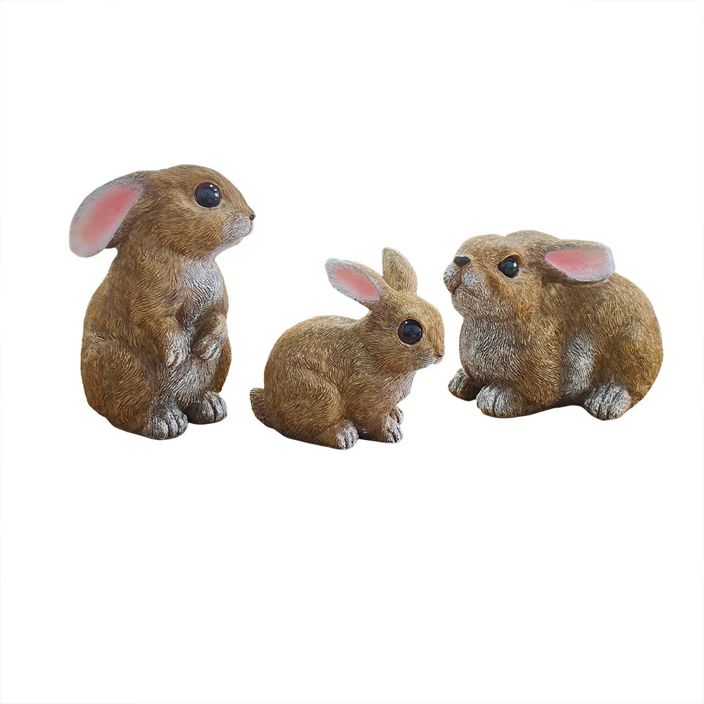 Bunny Decor Yard Decorations Outdoor Set of 3, Bunny Decorations for Home Garden Outdoor Statues, Easter Bunny Table Funny Garde