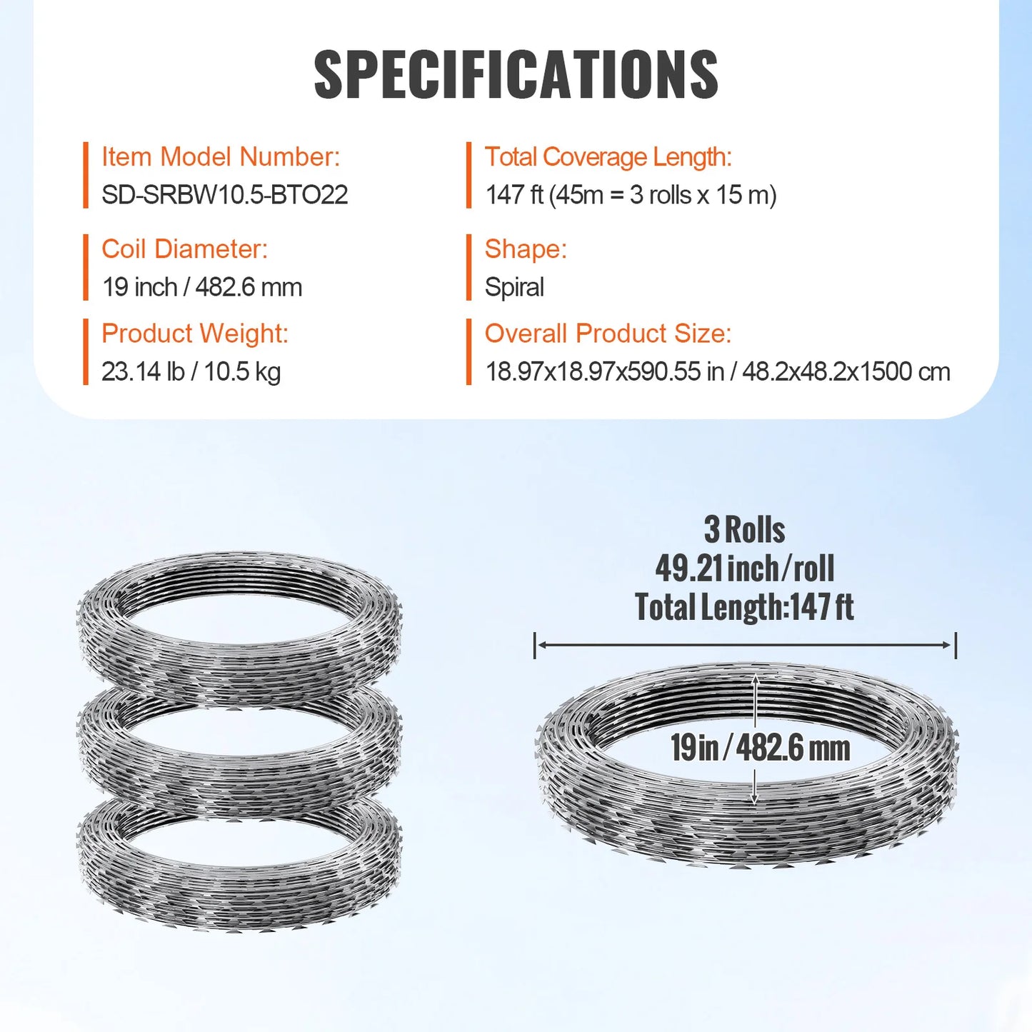 VEVOR Razor Wires  Razor Barbed Wire Razor Wire Fencing Fence Double Spiral Barbed Wire Galvanized Wire Rolls Razor for Garden