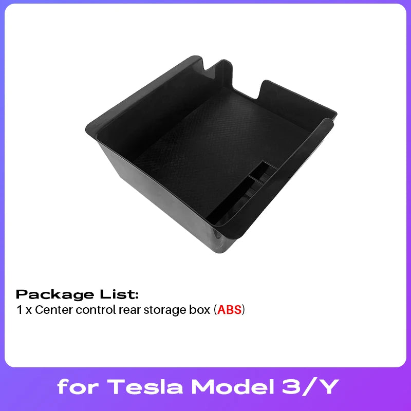 For Tesla Model Y 2020-2024 Hidden Storage Box Car Center Console Armrest Front and Rear Flocking Layer Container Slide