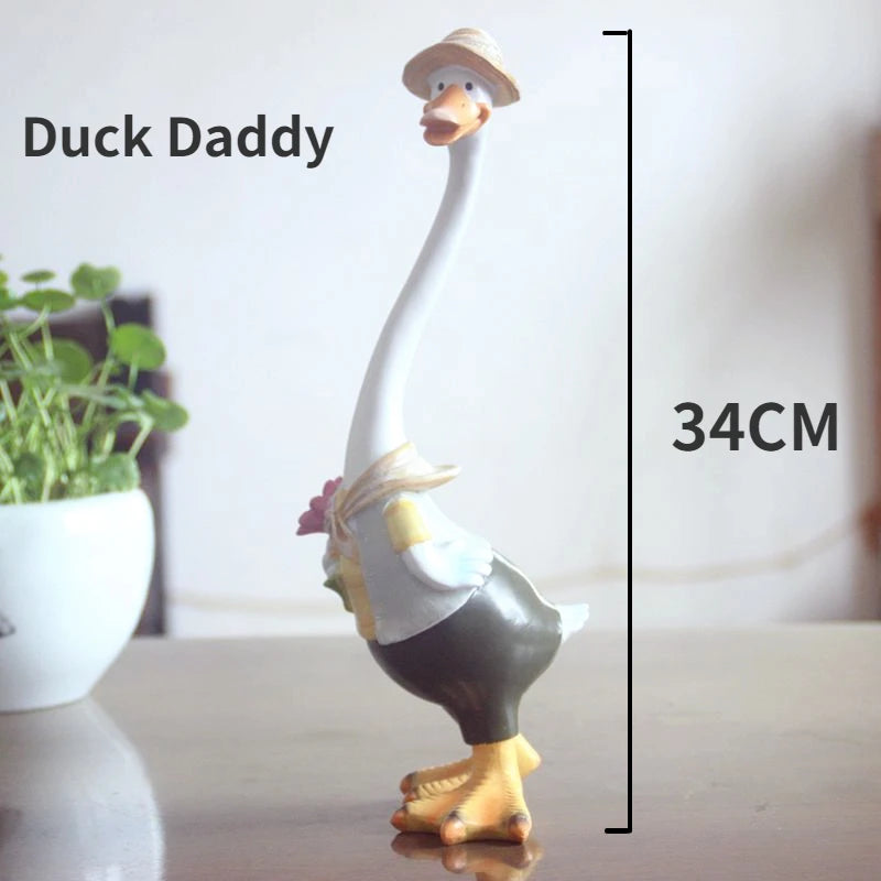 DIY Handmade Idyllic Simulation Resin Duck Animal Home Garden Courtyard Decoration Balcony Patio Decoration Garden Decor Statues