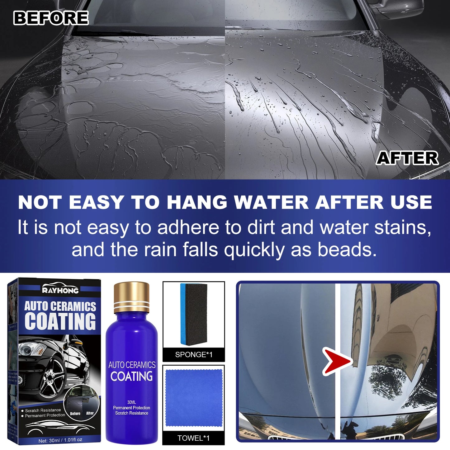 Hydrophobic Polish Coating Agent with Sponge Car Repairing Spray Dustp