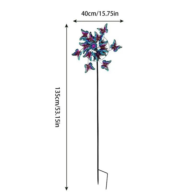 Butterfly Wind Spinner Metal Wind Spinners Outdoor Pinwheel Decor Sculpture Butterfly Design Chimes with Stake for Porch